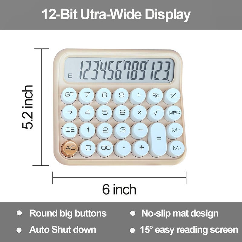 Benkaim Desk Calculator - 12 Digit Large LCD Display, Big Button Calculator for School, Home & Business Use (Brown Gradient) - Image 4